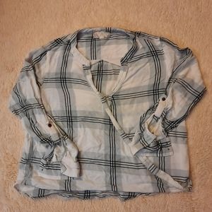 Pink Rose Grey Plaid Shirt